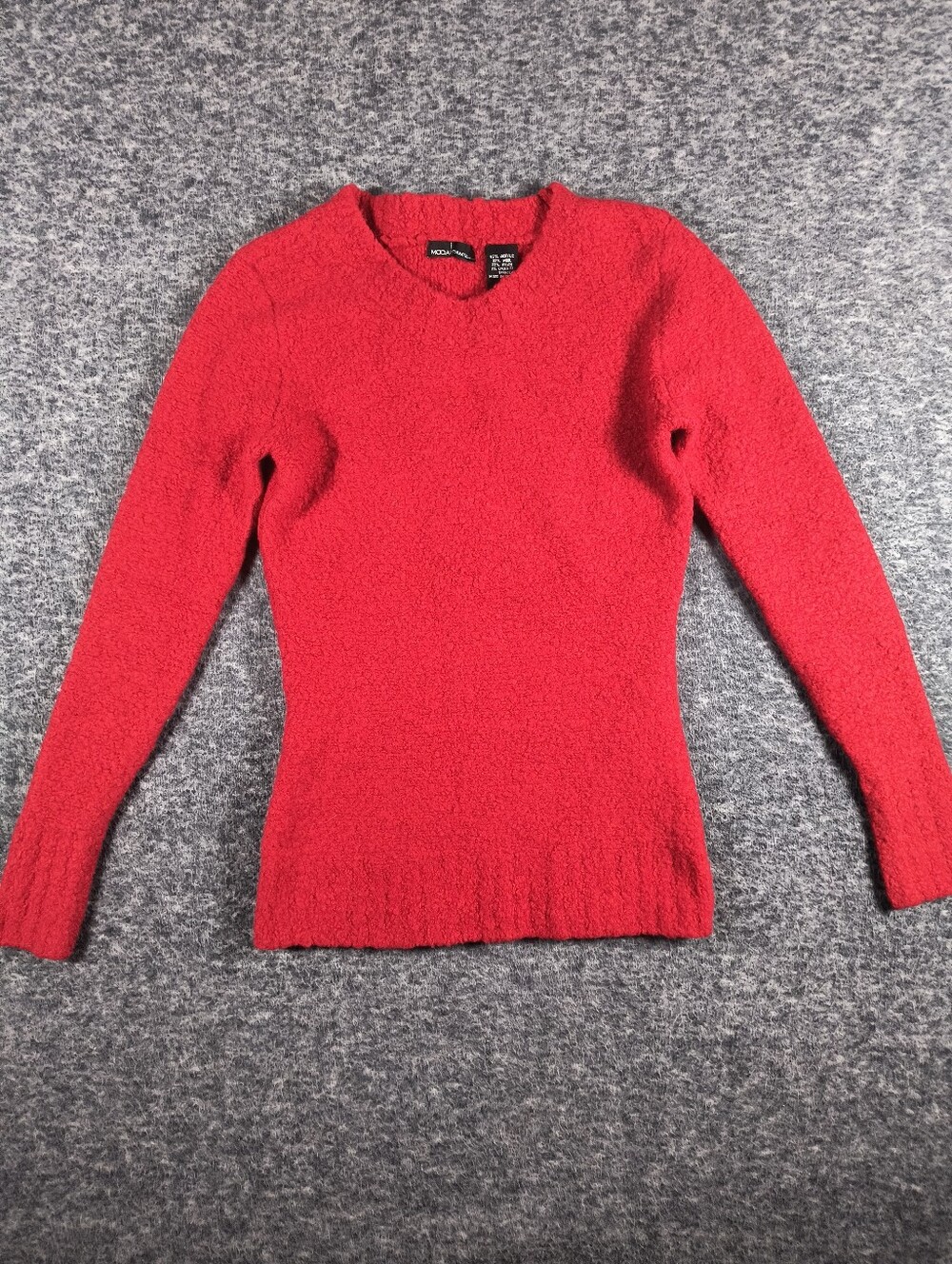 Moda International wool blend red sweater, women's small